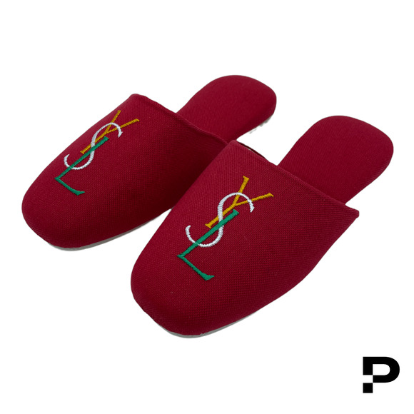 🔴 Yves Saint Laurent YSL Twill Logo Slipper - Red - Picture 1 of 5